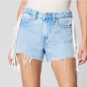 Blank NYC Shorts Denim Jean Vintage High Rise Fringe Size 25 NWT
